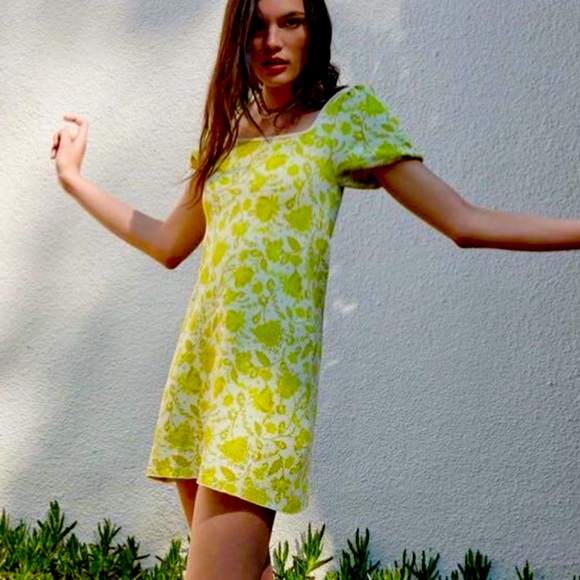 Zara | Dresses | New Zara Jacquard Knit Puff Sleeve Dress | Poshmark